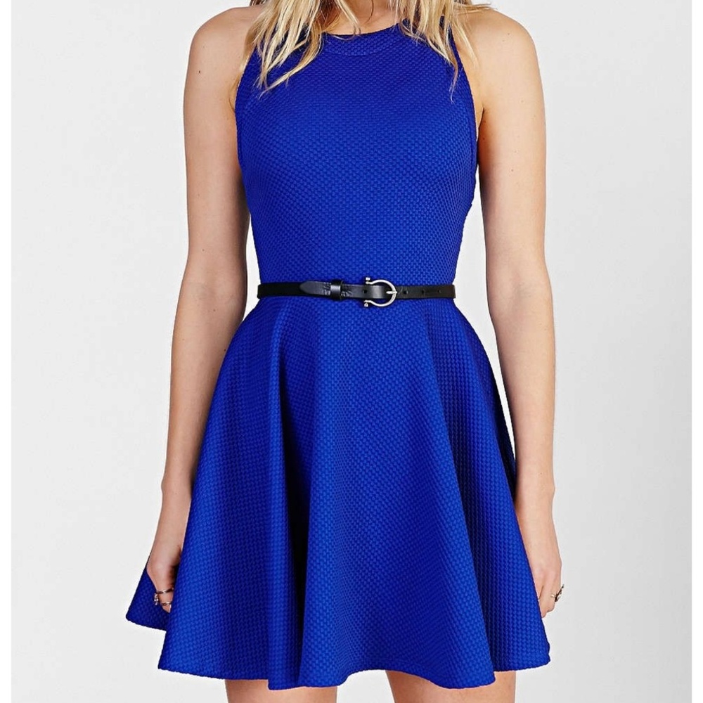 NWOT Bright Blue Textured Skater Dress